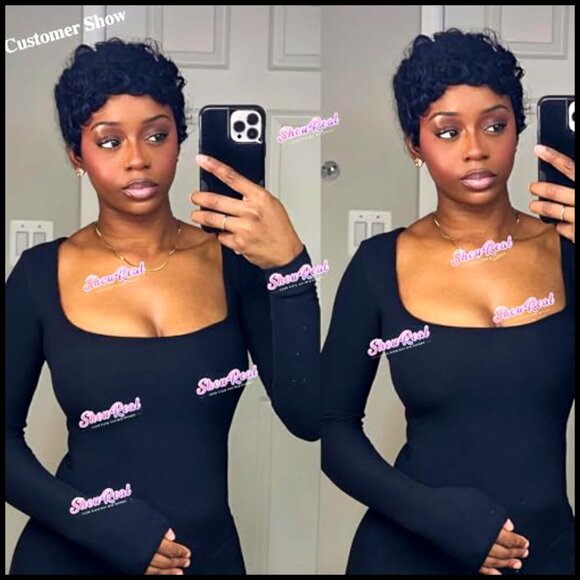 Lightweight Glueless Pixie Cut Wig Human Hair Natural Layered Curly main image 4